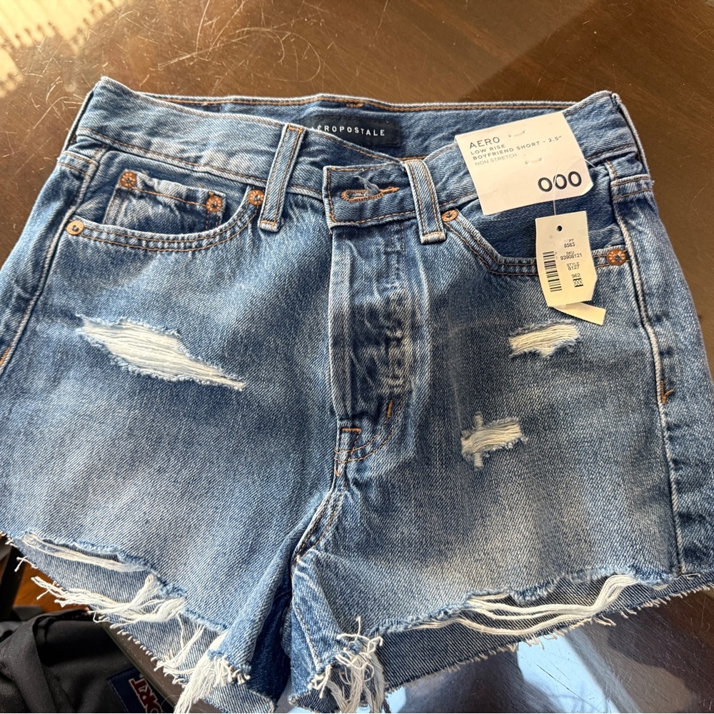 Aeropostale Women's Distressed Denim Cutoff Shorts - Blue